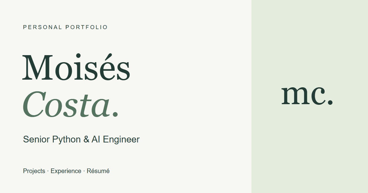Moisés Costa — Senior Python & AI Engineer, personal portfolio